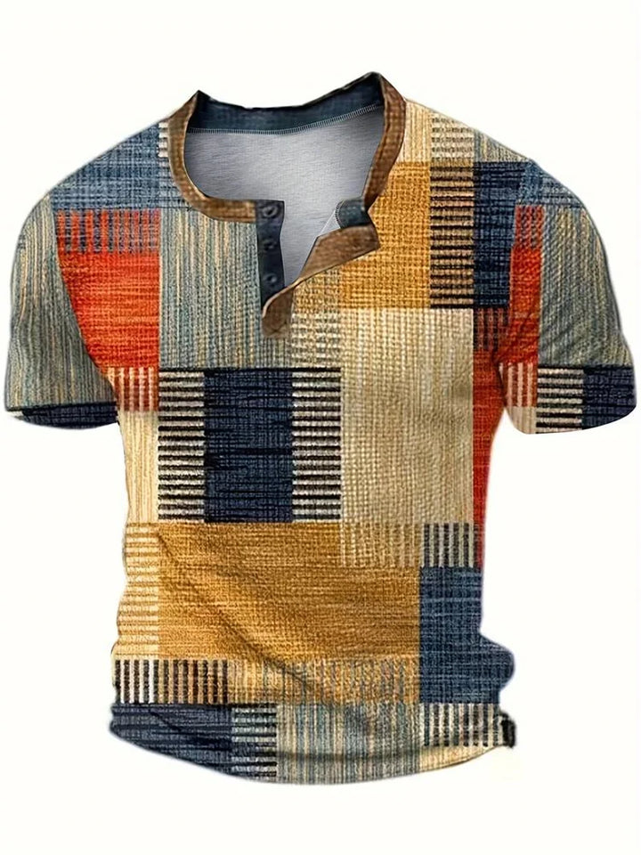 Hetty London Elegant Printed Patchwork T-Shirt for Men
