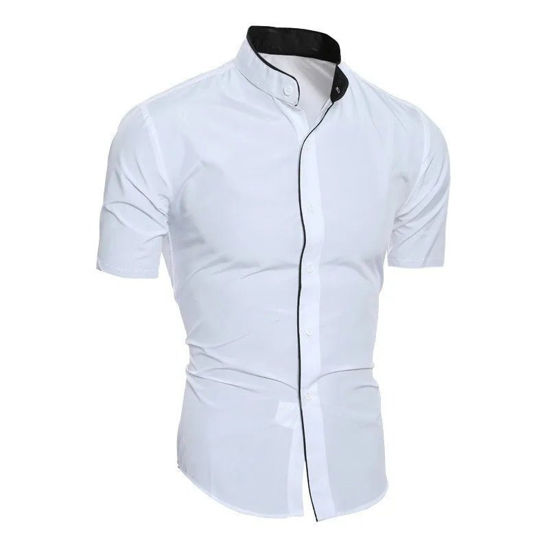Hetty London Short Sleeve High Collar Shirt for Men