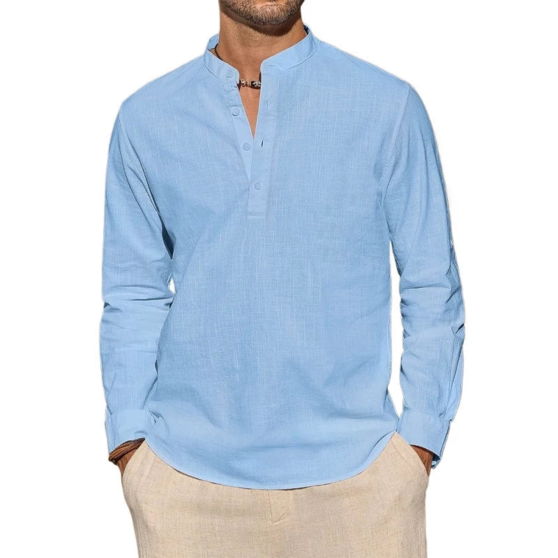 Hetty London Cotton Henley Shirt for Men