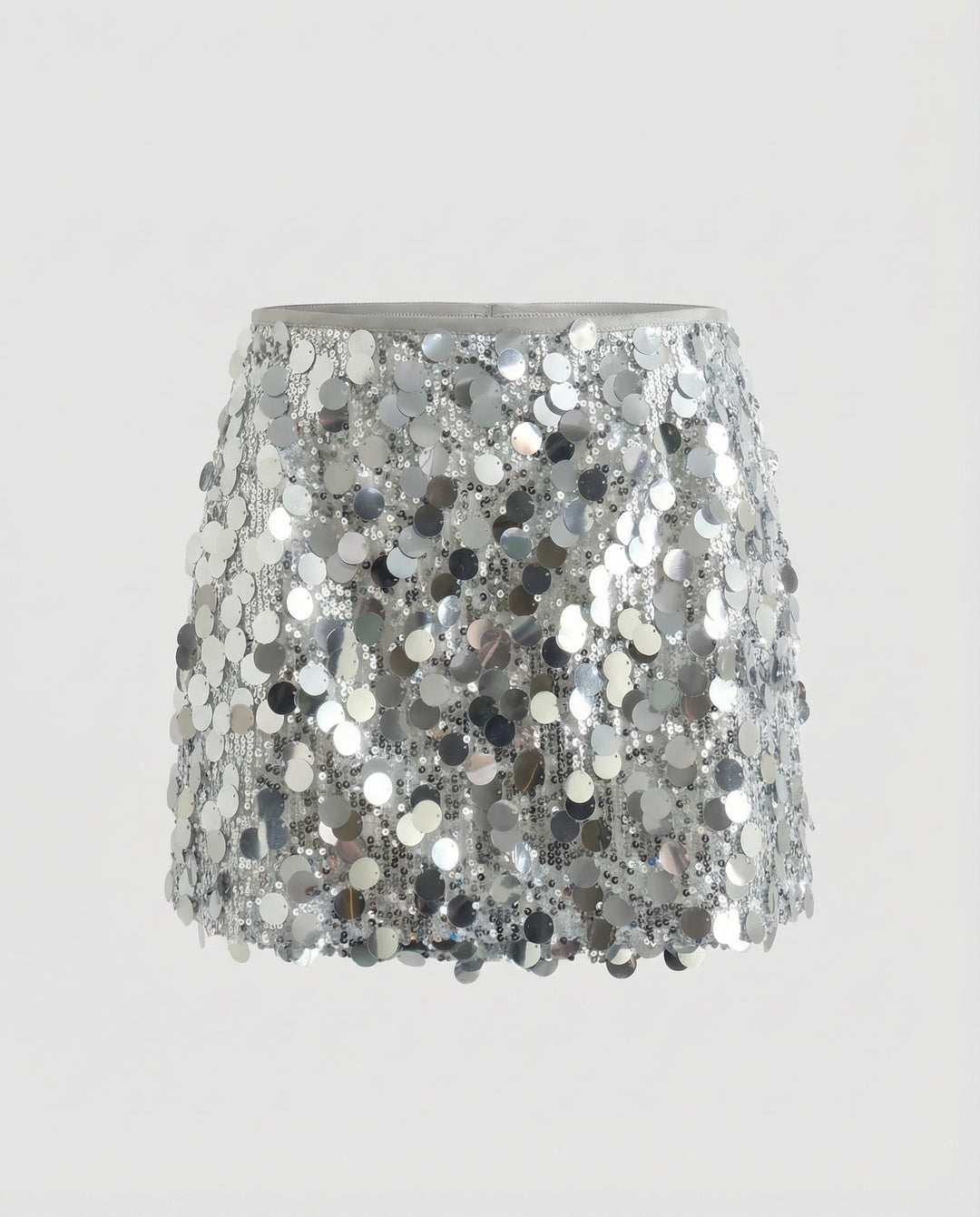 Sequin Mini Skirt with Large Disc Embellishment
