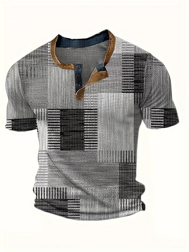 Hetty London Elegant Printed Patchwork T-Shirt for Men
