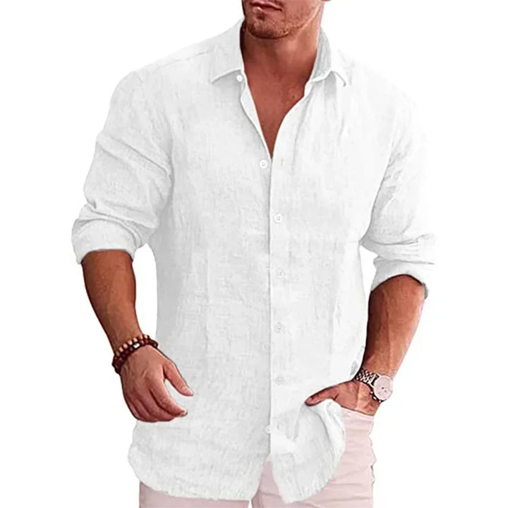 Hetty London Modern Fit Linen Button Shirt for Men