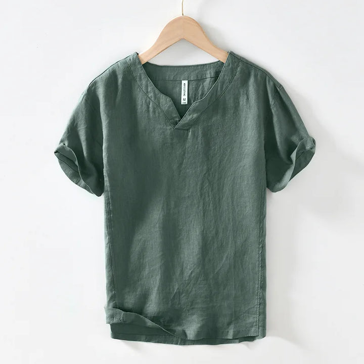 Hetty London Short Sleeve Relaxed Fit Linen Shirt for Men