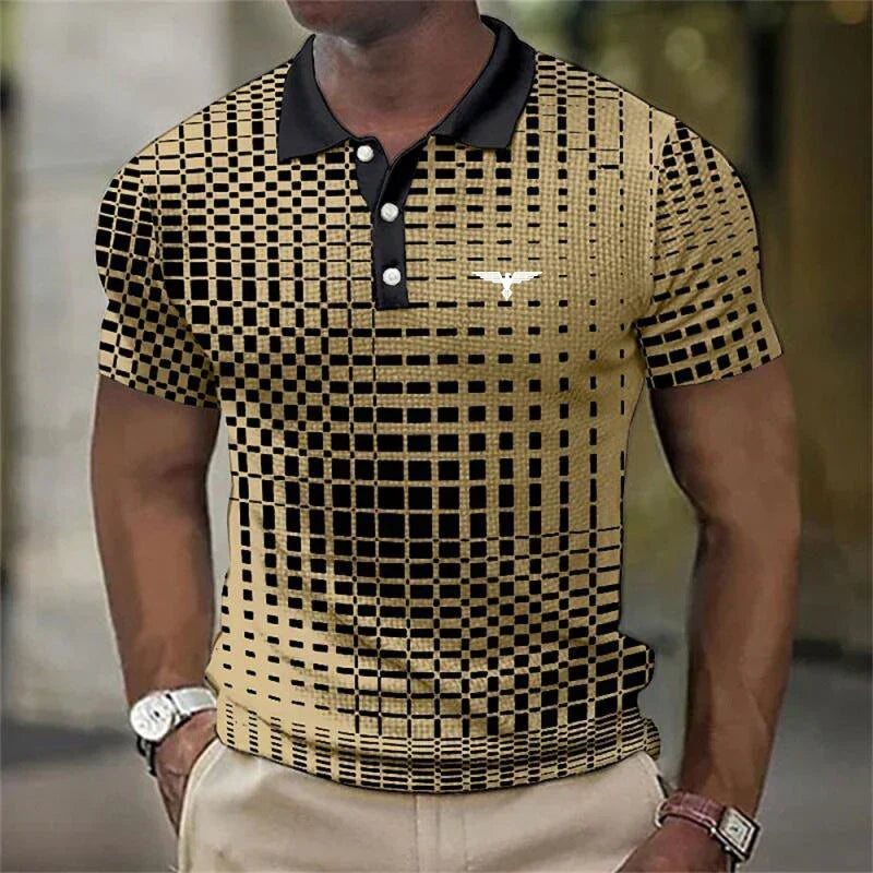 Hetty London Modern Geometric Print Polo Shirt for Men