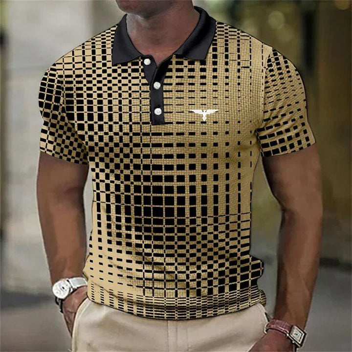 Hetty London Modern Geometric Print Polo Shirt for Men