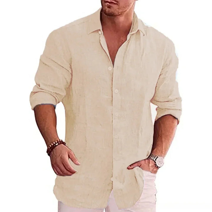 Hetty London Modern Fit Linen Button Shirt for Men