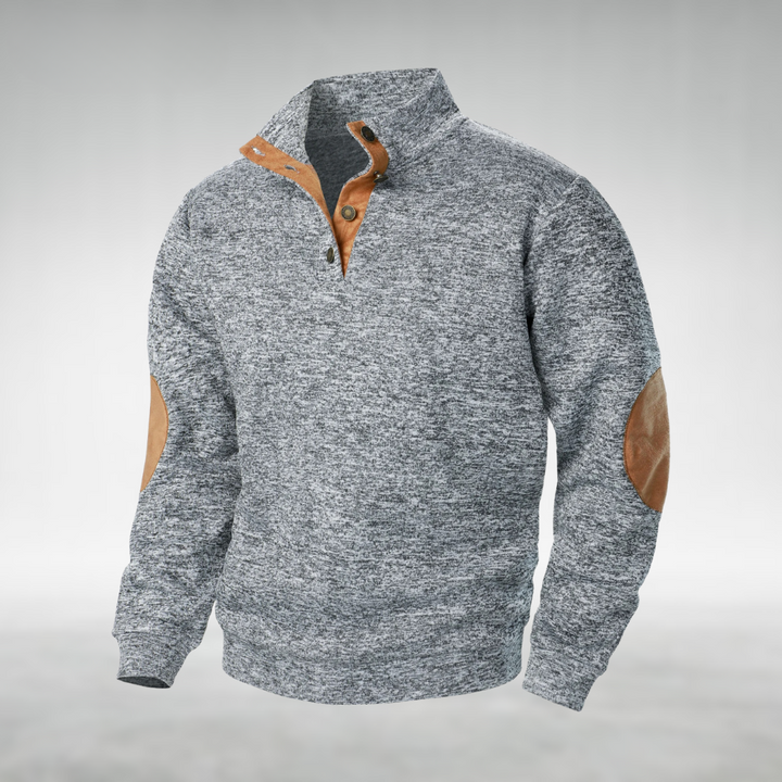 Kelvin - Marled Button Neck Jumper