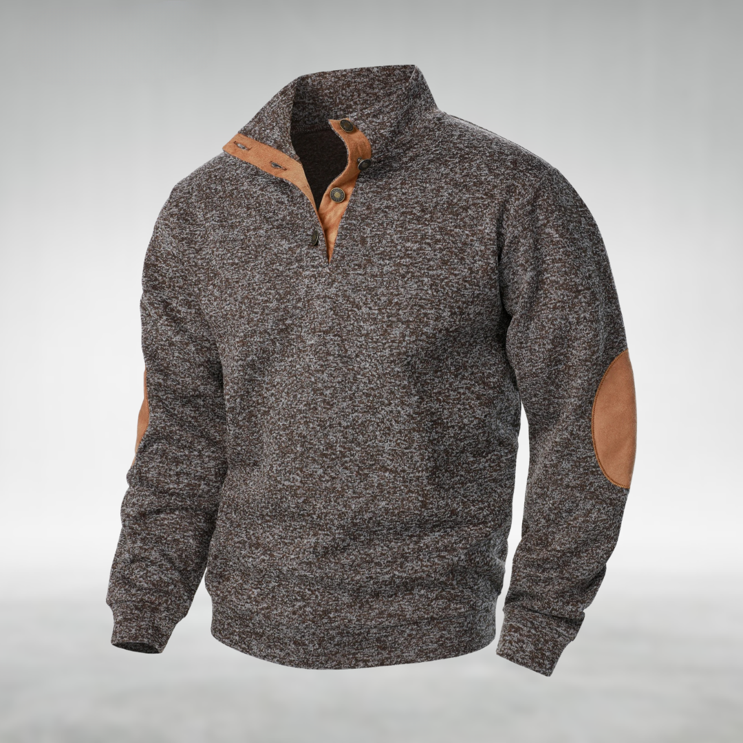 Kelvin - Marled Button Neck Jumper