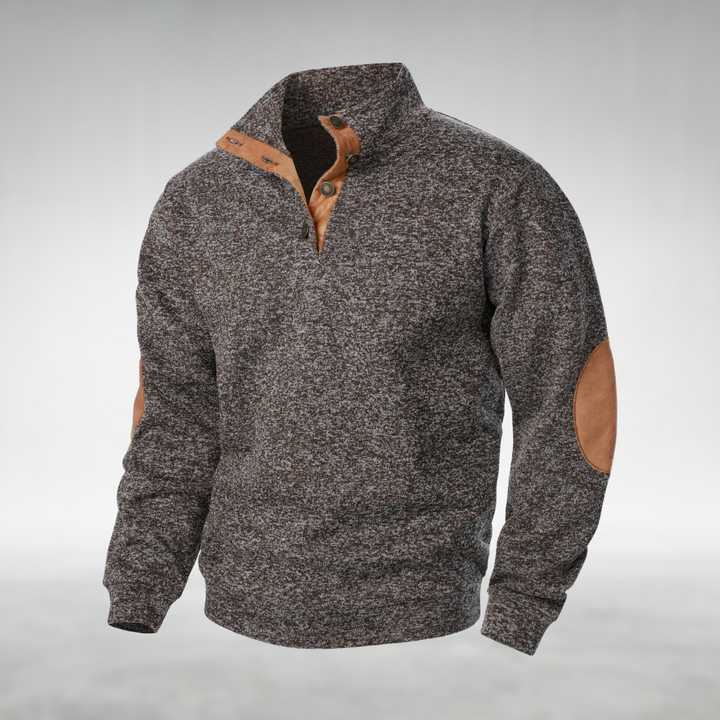 Kelvin - Marled Button Neck Jumper
