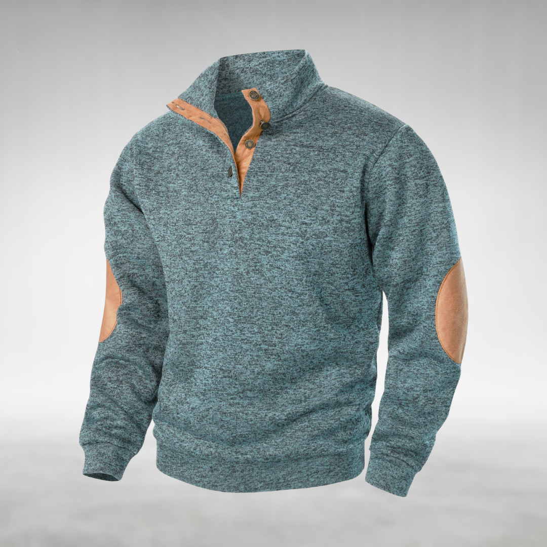 Kelvin - Marled Button Neck Jumper