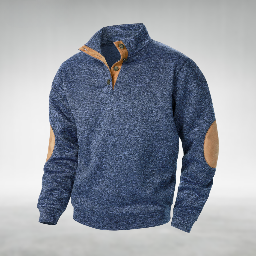Kelvin - Marled Button Neck Jumper