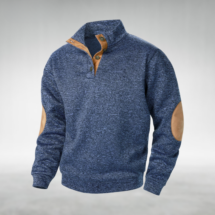 Kelvin - Marled Button Neck Jumper