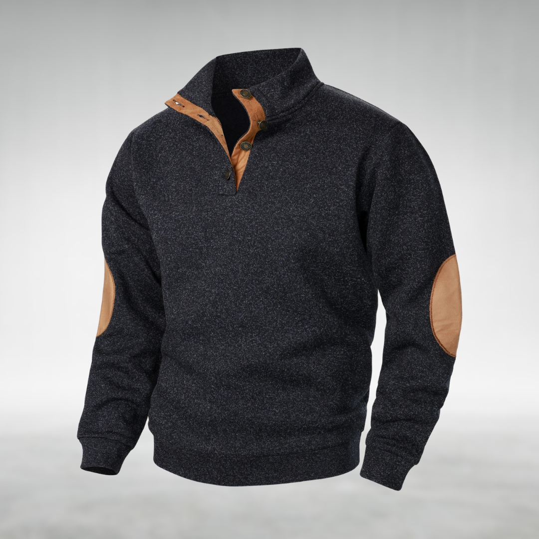 Kelvin - Marled Button Neck Jumper