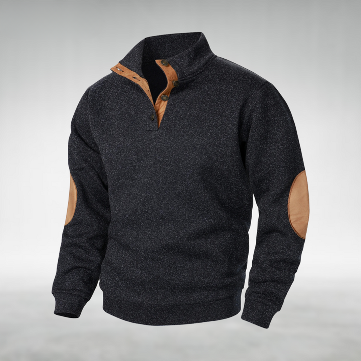 Kelvin - Marled Button Neck Jumper