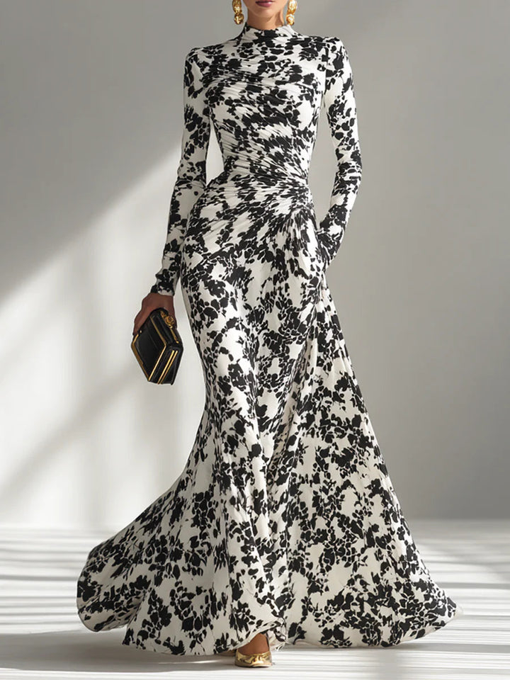 Nikita | Black &amp; White Floral High-Neck Maxi Dress