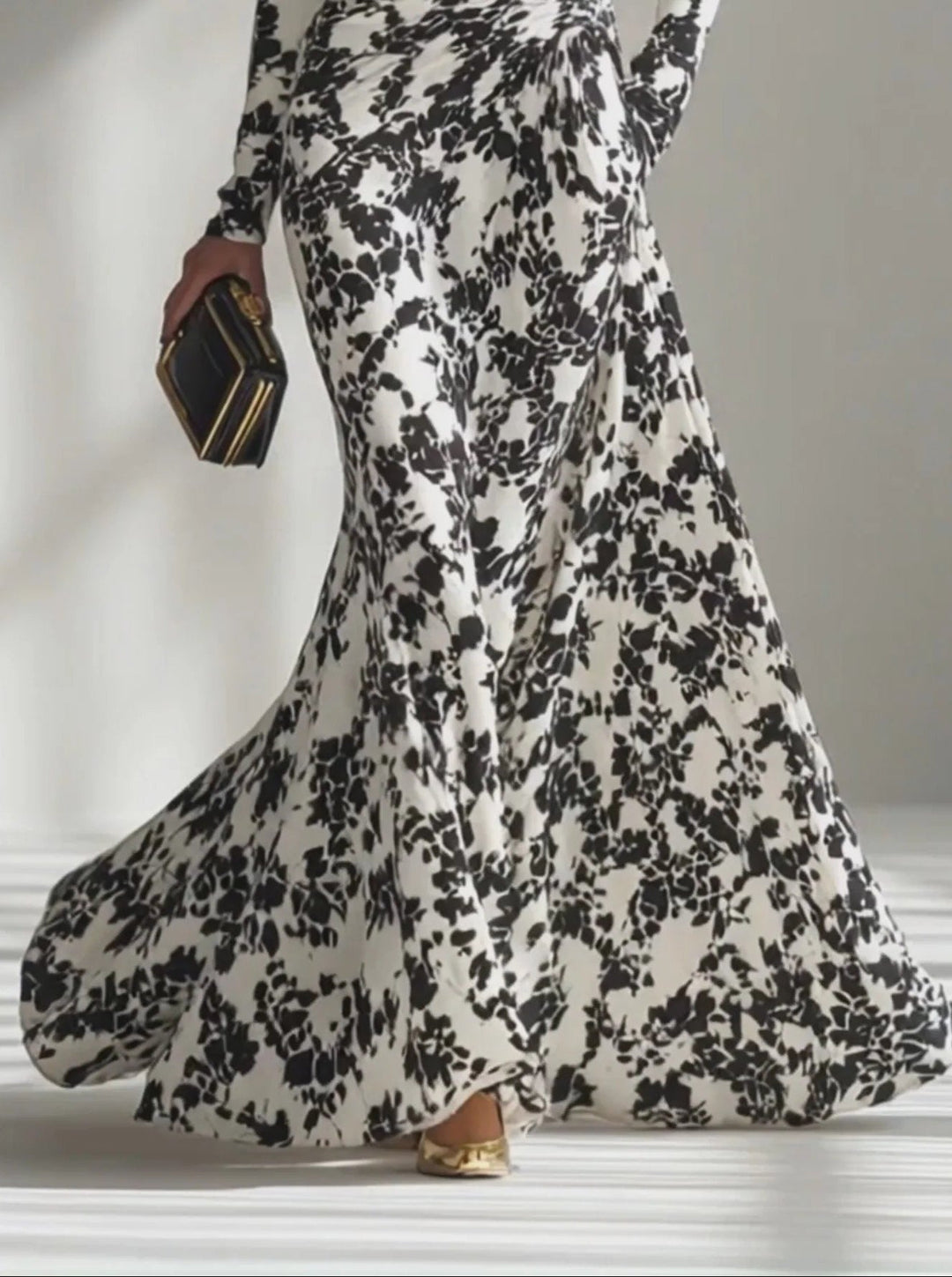 Nikita | Black &amp; White Floral High-Neck Maxi Dress
