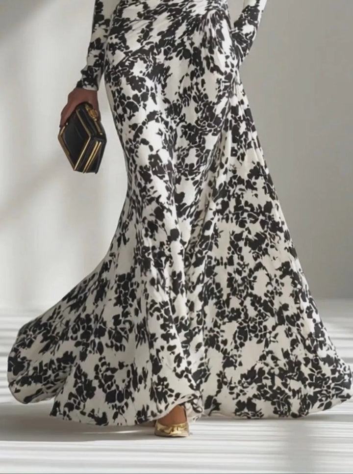 Nikita | Black &amp; White Floral High-Neck Maxi Dress