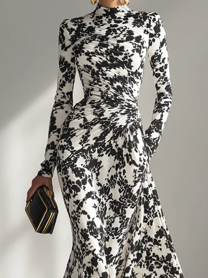 Nikita | Black &amp; White Floral High-Neck Maxi Dress