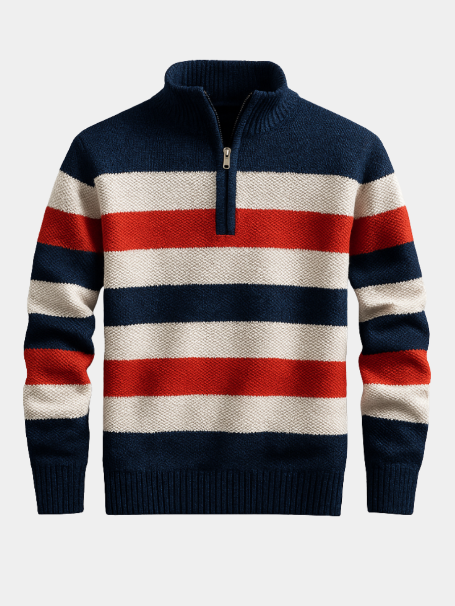Tristan - Striped Half-Zip Jumper