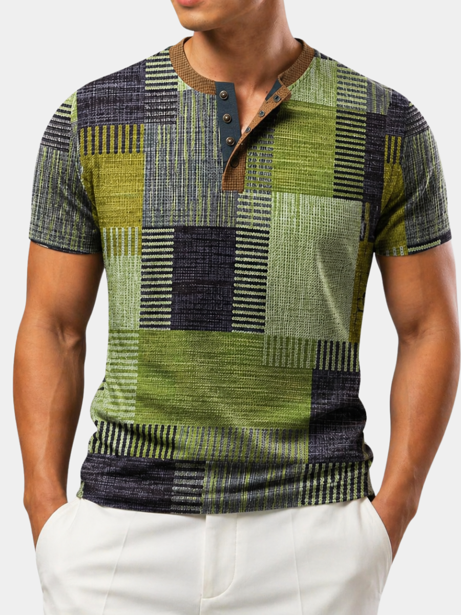 Hetty London Elegant Printed Patchwork T-Shirt for Men