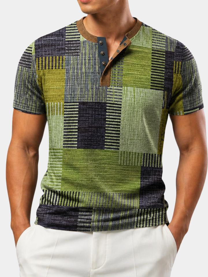 Hetty London Elegant Printed Patchwork T-Shirt for Men