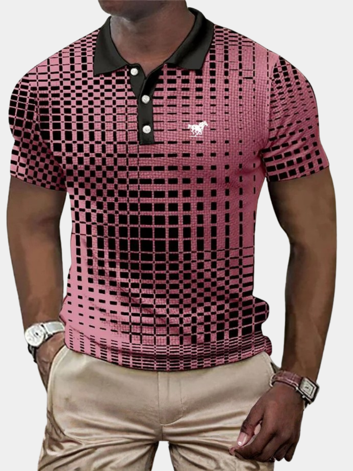 Hetty London Modern Geometric Print Polo Shirt for Men