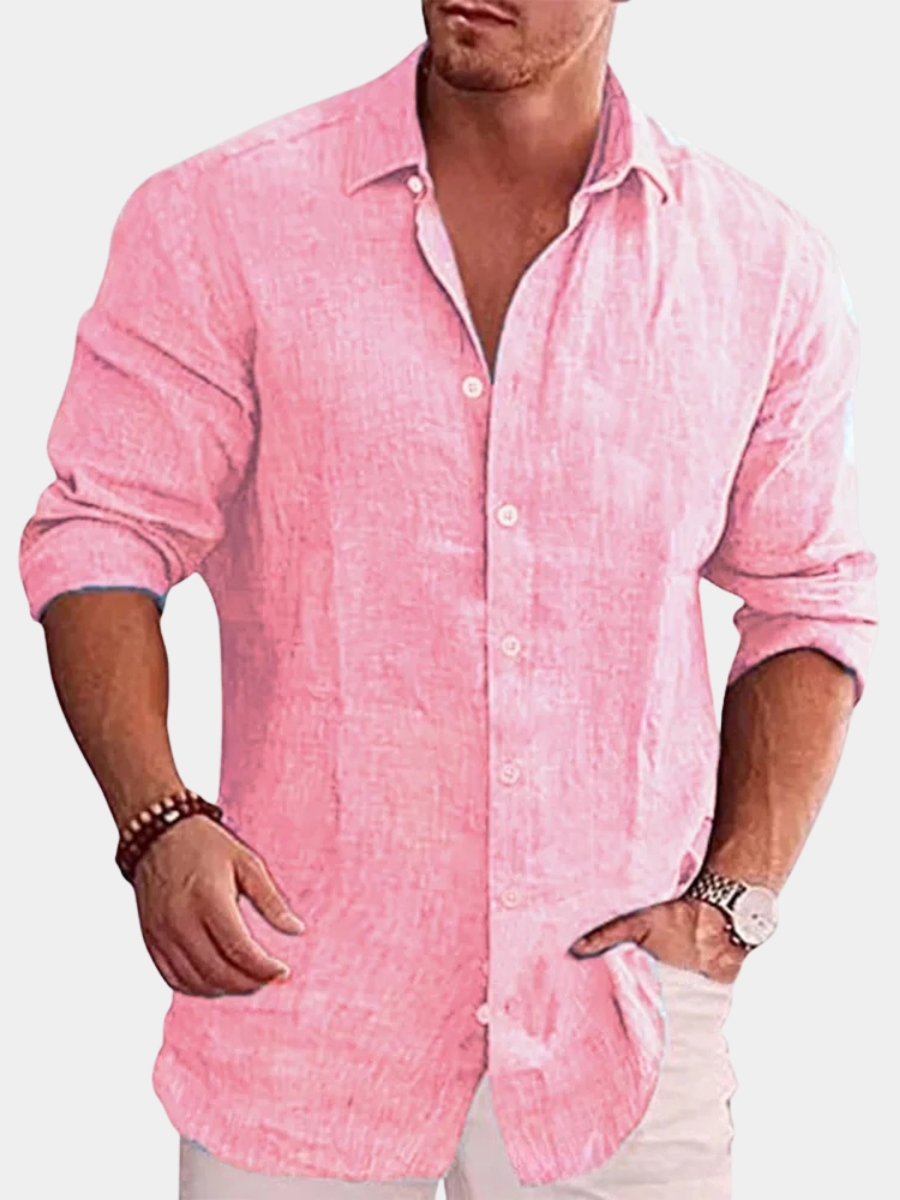 Hetty London Modern Fit Linen Button Shirt for Men