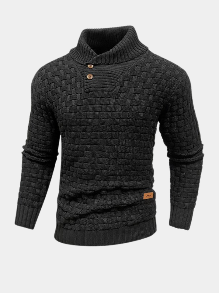 Hector - Basketweave Shawl Collar Jumper