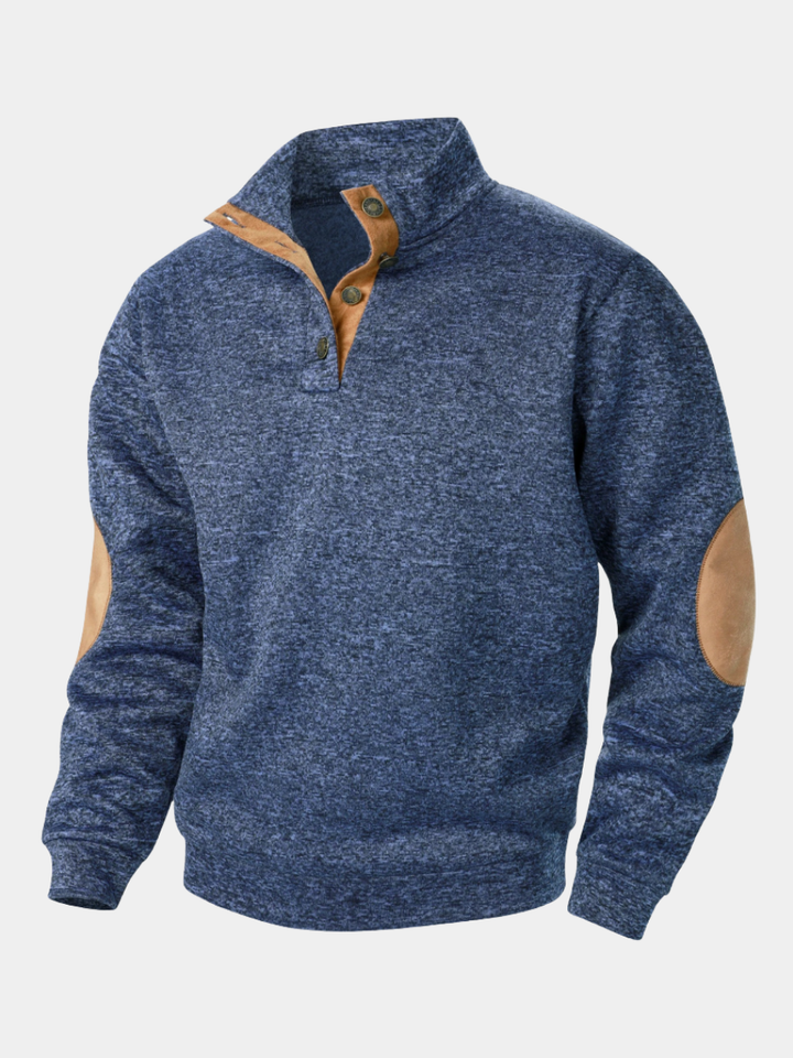 Kelvin - Marled Button Neck Jumper