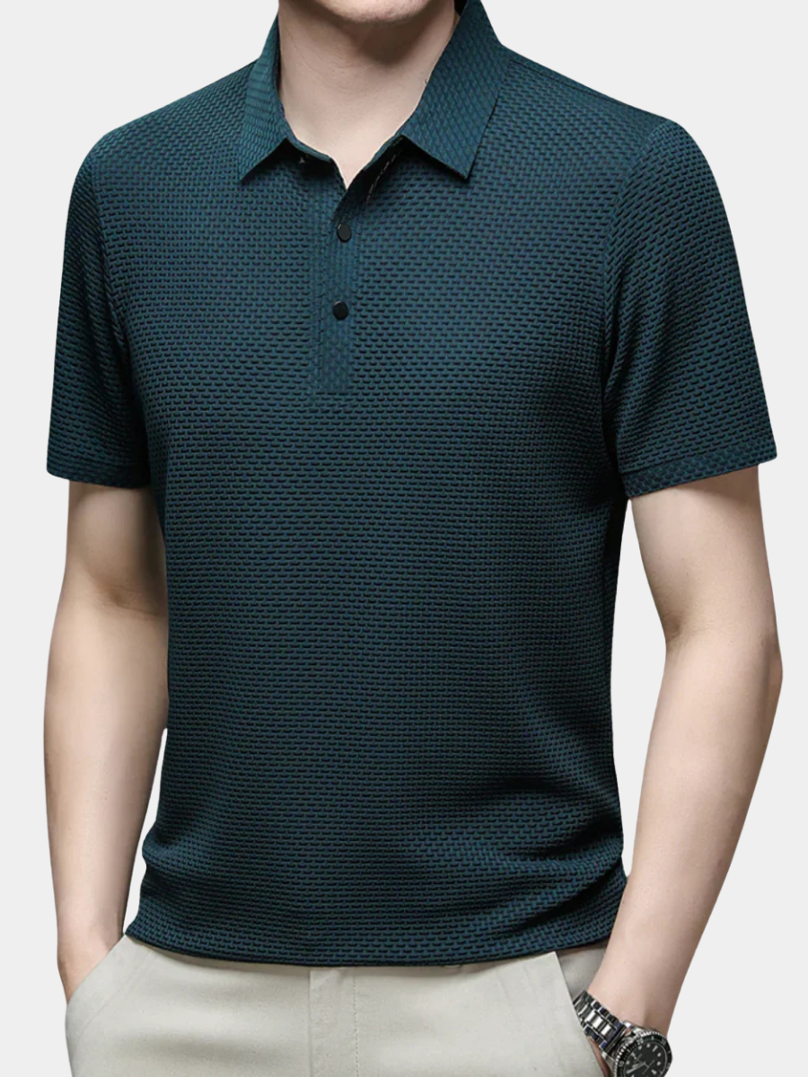 Hetty London Textured Short Sleeve Polo Shirt for Men