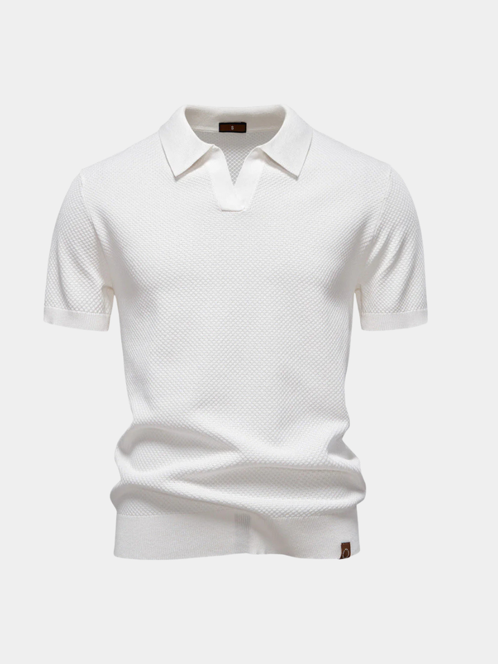 Hetty London Textured Knit Polo Shirt for Men