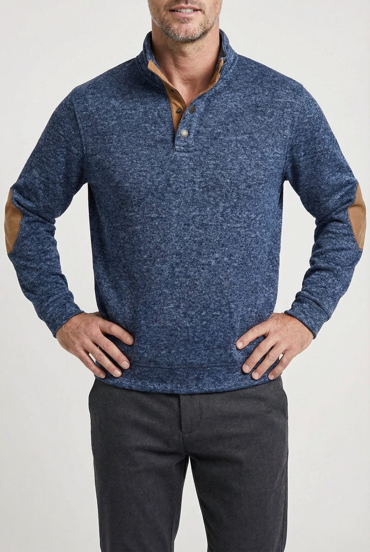 Kelvin - Marled Button Neck Jumper