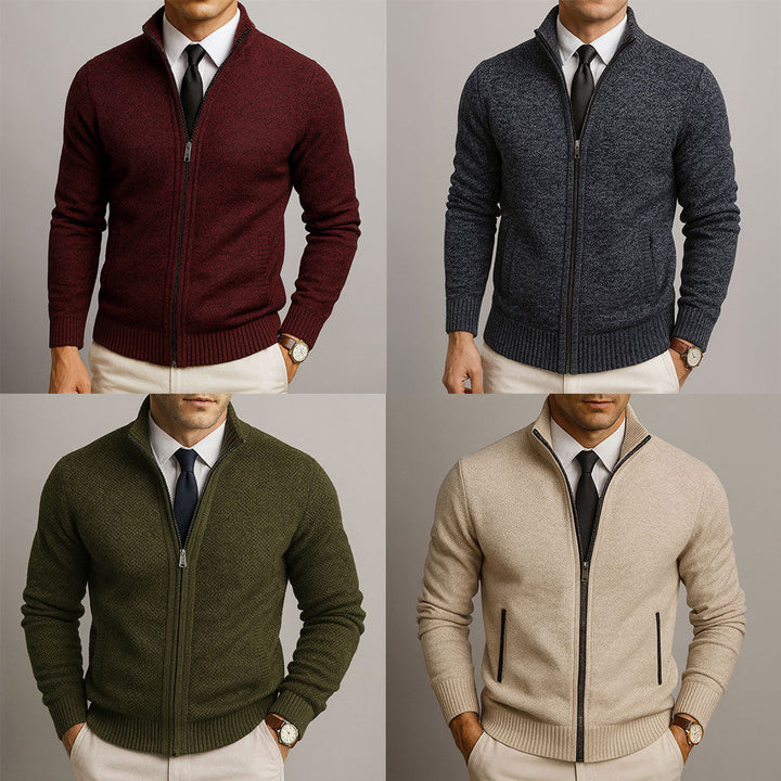 Douglas - Wool-Lined Knit Zip Cardigan