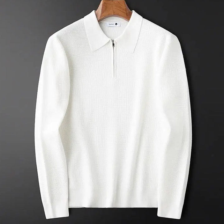 Hampton Waffle Knit Long Sleeve Polo