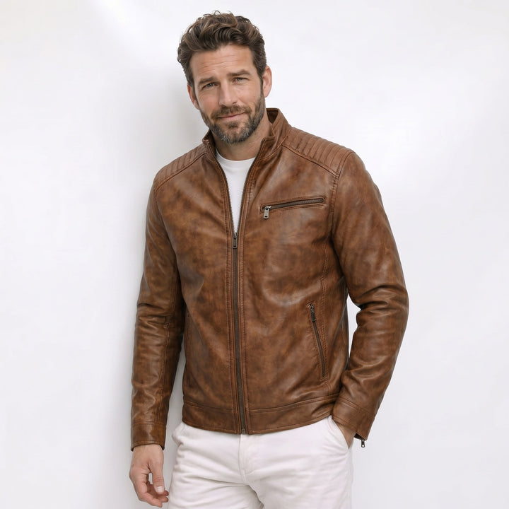 Edwin - Faux Leather Bomber Jacket