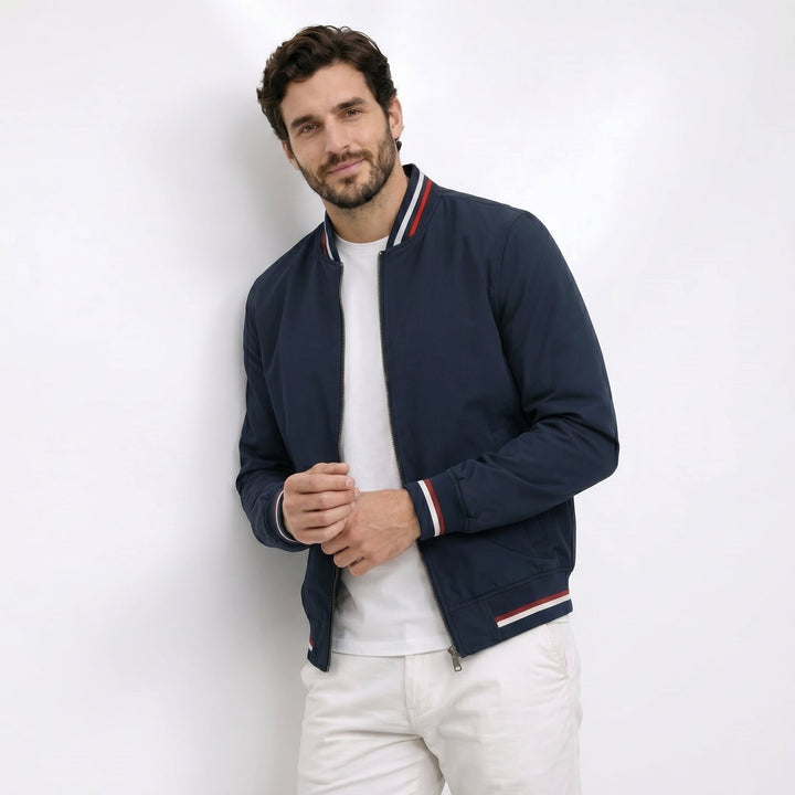 Keith - Striped Collar Bomber Jacket