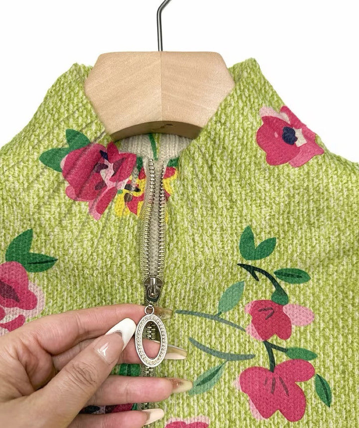 Lauren | Pink &amp; Lime Floral Zip-Up Cardigan