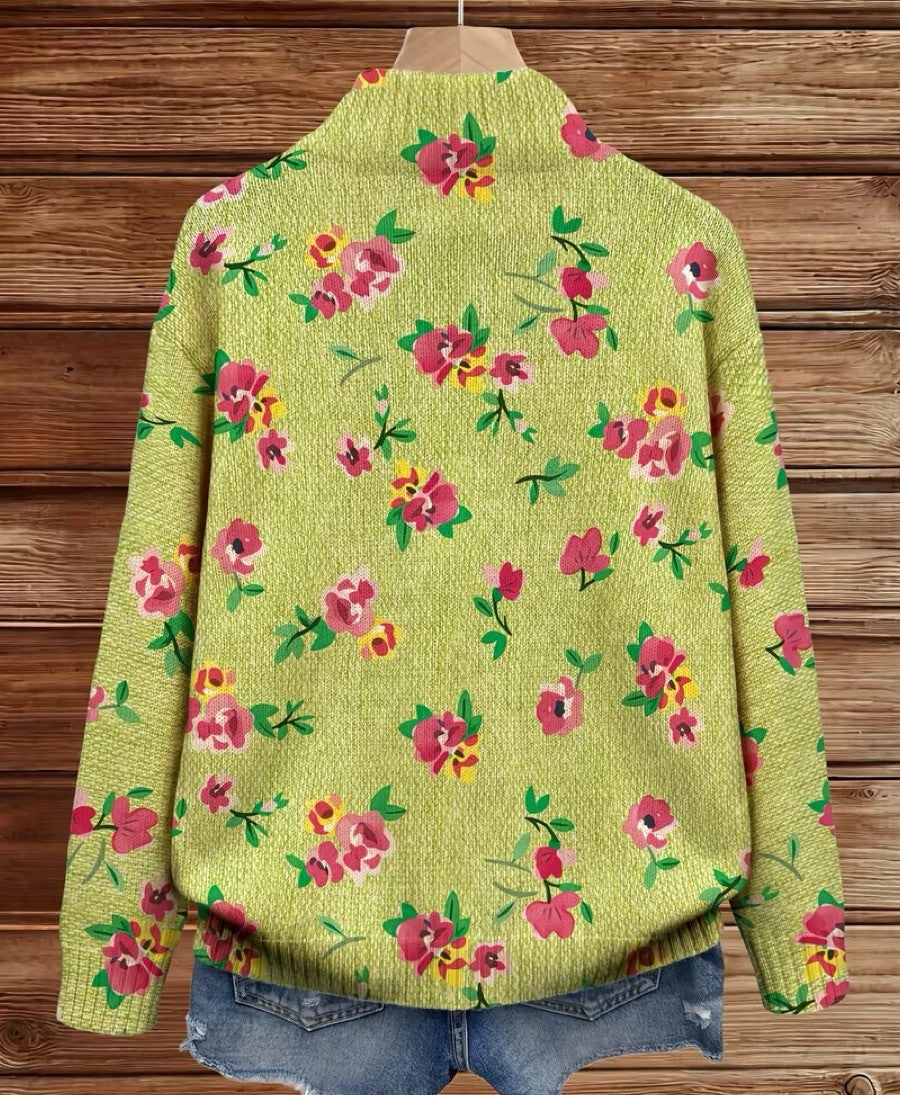 Lauren | Pink &amp; Lime Floral Zip-Up Cardigan