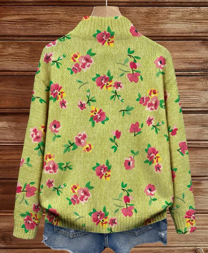 Lauren | Pink &amp; Lime Floral Zip-Up Cardigan