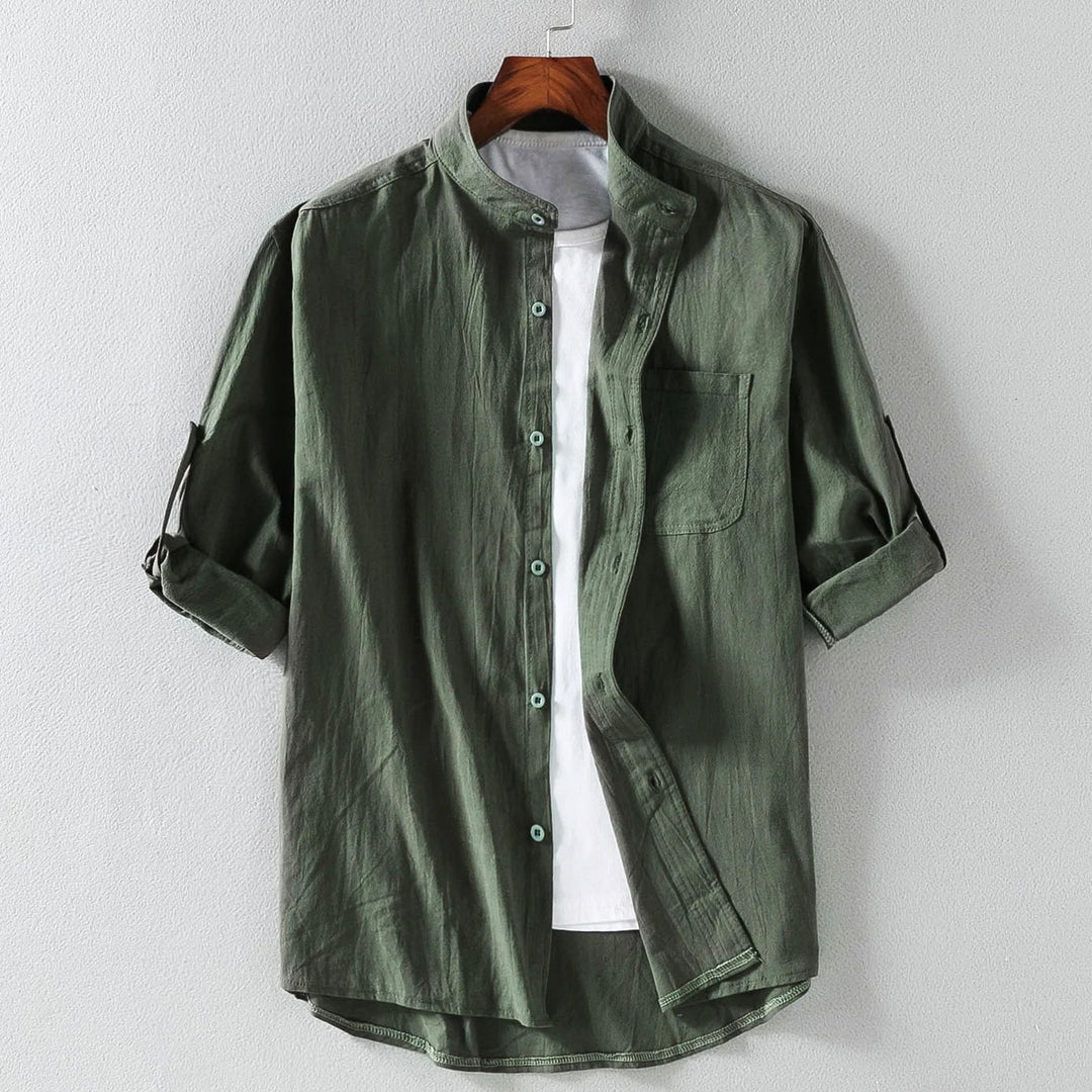 Stand Collar Mid-Sleeve Men&