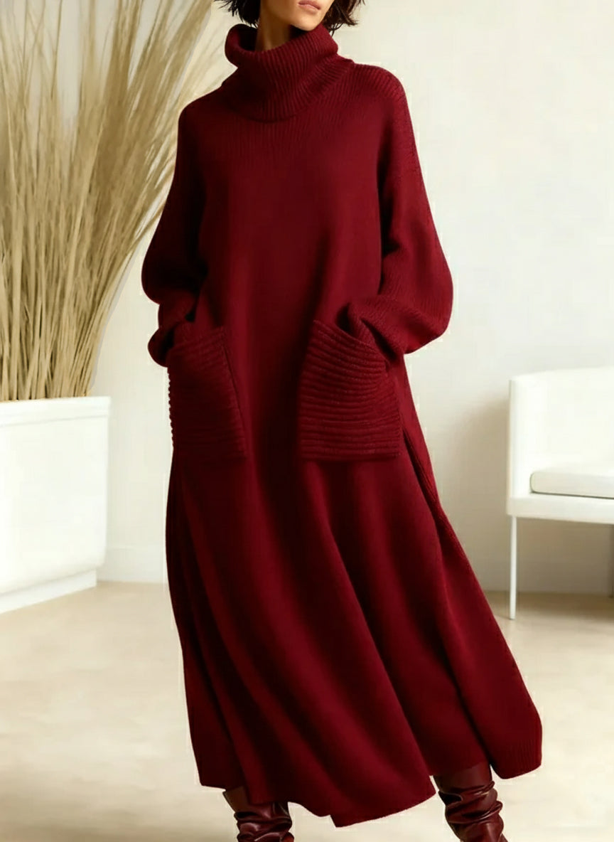 Genna | High-Neck Long-Sleeve Casual Loose Knit Dress