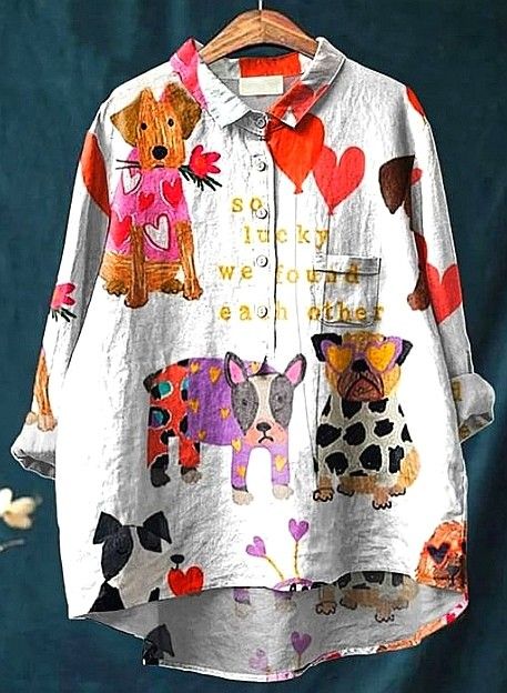 Lotte | Artistic Blouse with Hearts and Animals