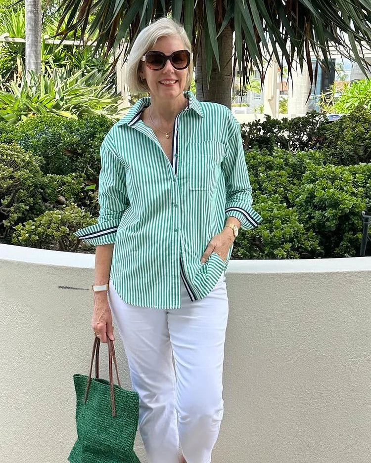 Diane | Easy Elegance Striped Blouse - Soft. Flattering. Effortless.