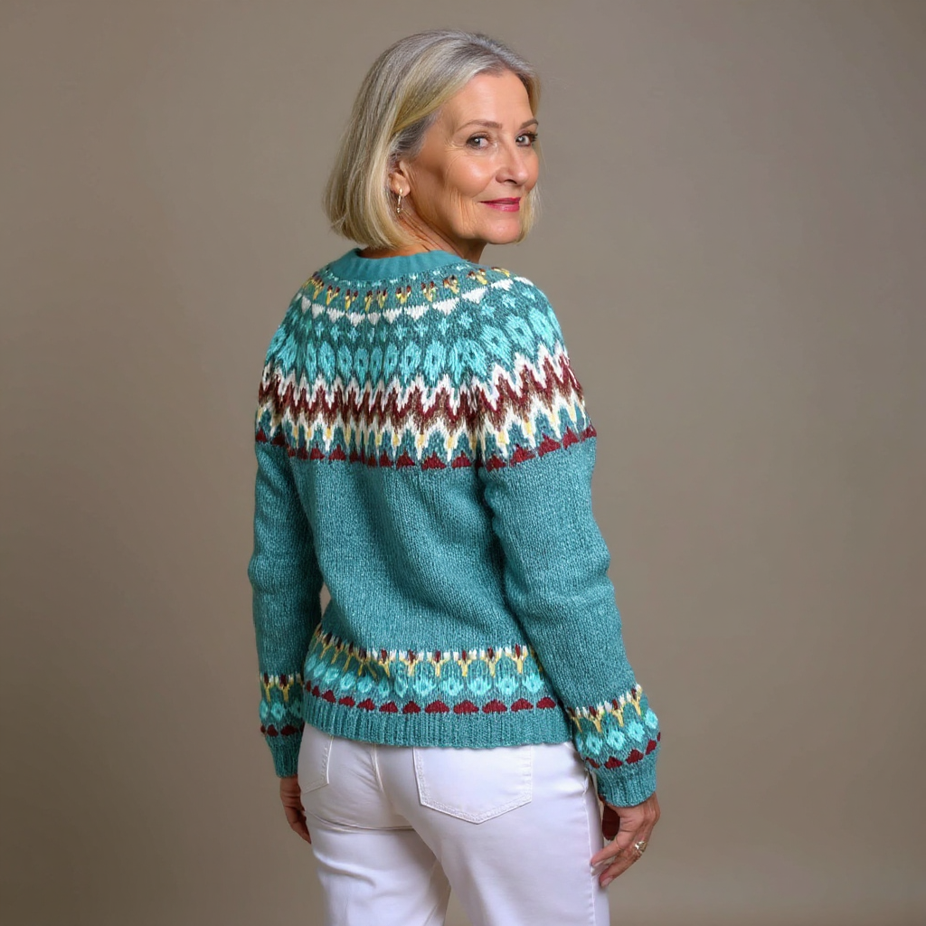 Eleanor | Turquoise Fair Isle Icelandic Cardigan