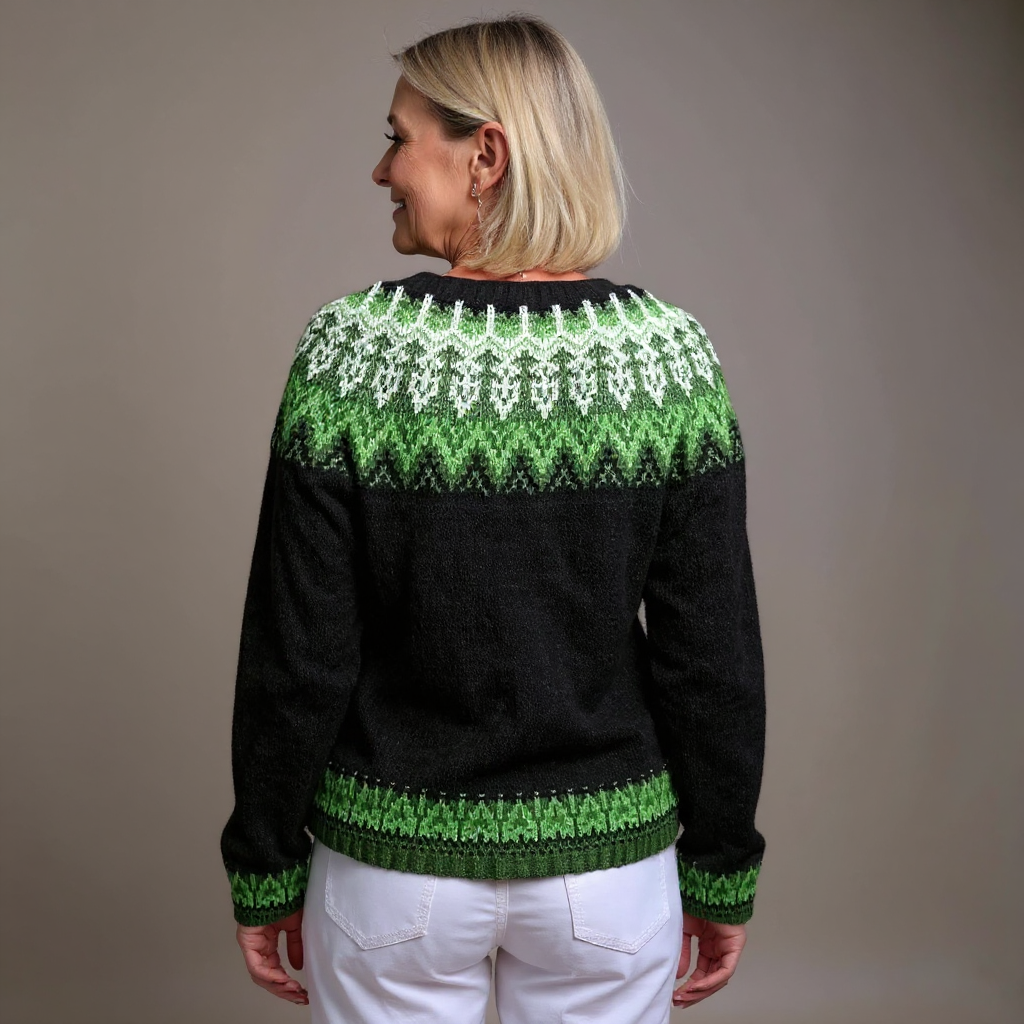 Sadie | Black and Green Icelandic Cardigan