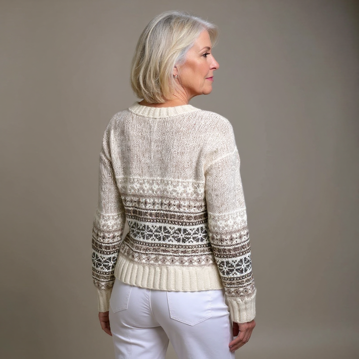 Ellie | Cream and Brown Icelandic Cardigan