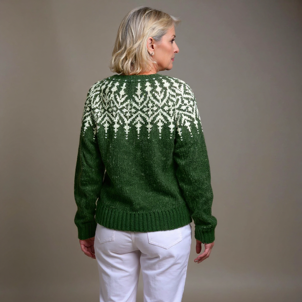 Brianna | Forest Green Snowflake Icelandic Cardigan