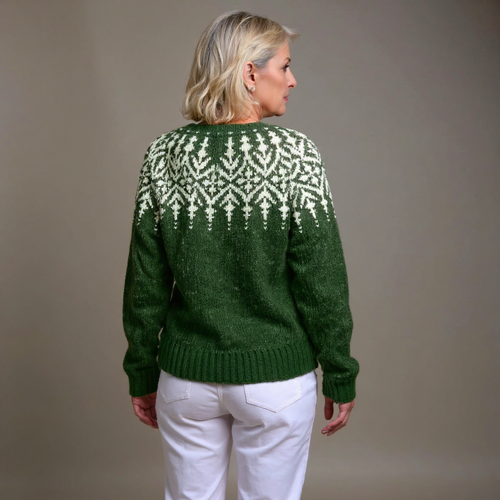 Brianna | Forest Green Snowflake Icelandic Cardigan