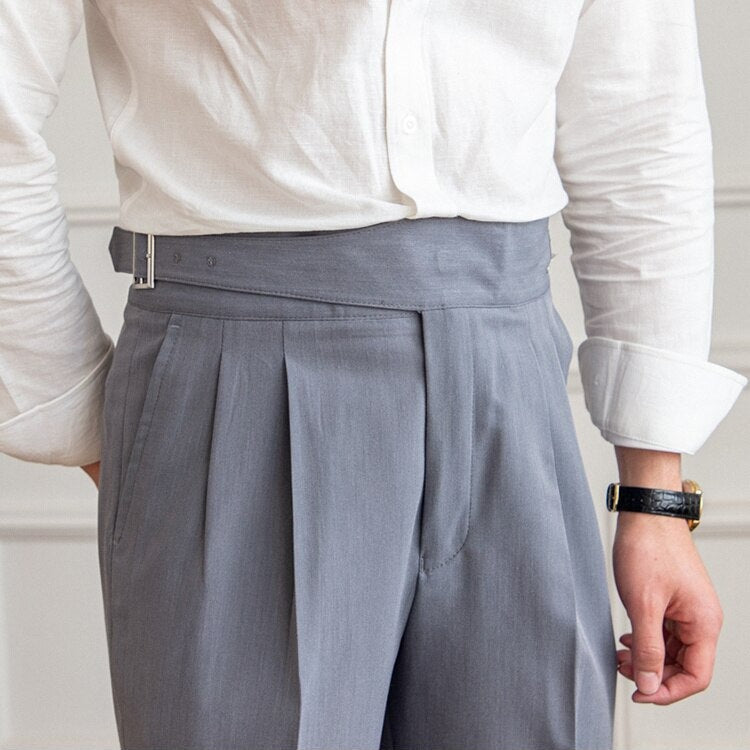 Hubert - Classic High-Waist Buckle Trousers