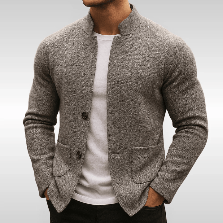 Nolan - Knit Blazer with Stand Collar